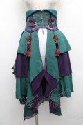 Ozz oneste / 雪化憧コルセットスカート  グリーン×紫 S-26-04-01-032-OO-SK-SZ-ZS