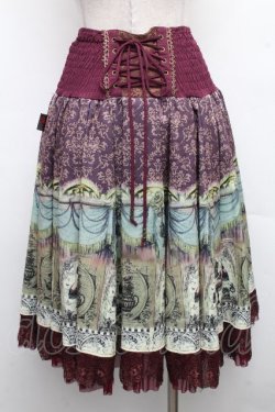 画像2: Ozz Croce / トルソープリントハイウエストスカート  ワイン S-26-04-01-034-OO-SK-AS-ZS