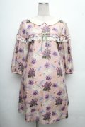 Leur Getter / Flower Letter袖付ワンピース  ピンク S-26-04-01-004-LU-OP-AS-ZS