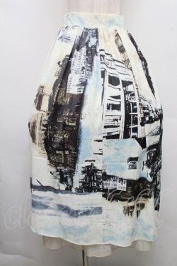 画像1: axes femme / パッチワーク街街柄スカート  オフ S-26-04-01-1001-AX-BL-AS-ZS