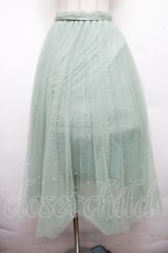 画像1: axes femme POETIQUE / パールデザインチュールスカート  グリーン S-26-04-01-1008-AX-BL-AS-ZS (1)