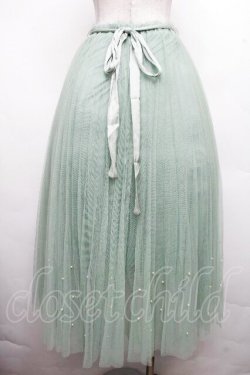 画像2: axes femme POETIQUE / パールデザインチュールスカート  グリーン S-26-04-01-1008-AX-BL-AS-ZS