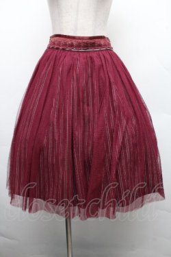 画像1: axes femme / チュール重ね柄スカート M ワイン S-26-04-01-1016-AX-SK-SZ-ZS