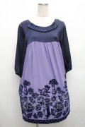 Emily Temple cute / フォレストフロッキーワンピース  ラベンダーｘ紺 S-26-04-01-009-ET-OP-HR-ZS