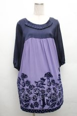 画像1: Emily Temple cute / フォレストフロッキーワンピース  ラベンダーｘ紺 S-26-04-01-009-ET-OP-HR-ZS (1)