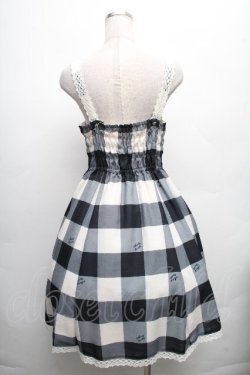 画像2: Melody BasKet / Melody Block Checkジャンパースカート  黒ｘオフ S-26-04-01-010-LO-OP-AS-ZS