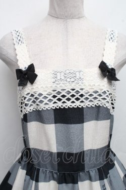 画像3: Melody BasKet / Melody Block Checkジャンパースカート  黒ｘオフ S-26-04-01-010-LO-OP-AS-ZS