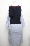 画像2: Jane Marple Dans Le Salon / Tilden vest and stripe trompe-l'oeil dress  サックスｘ紺 S-26-04-01-016-JM-OP-AS-ZS (2)