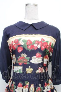 画像3: Jane Marple / Strawberry label scarfのタブリエドレス  ネイビー S-26-04-01-017-JM-OP-HR-ZS