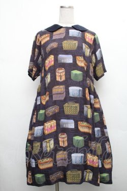 画像1: Jane Marple Dans Le Salon / Vintage Biscuits Canワンピース  ネイビー S-26-04-01-018-JM-OP-HR-ZS