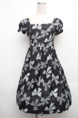 画像1: Jane Marple / Ribbons go aroundワンピース  黒ｘグレー S-26-04-01-019-JM-OP-AS-ZS (1)