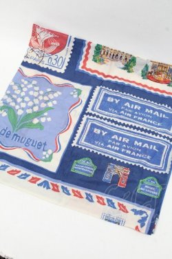 画像1: Jane Marple / Les merveilles de Parisスカーフ  オフｘサックス S-26-04-02-001-JM-BG-AS-ZS