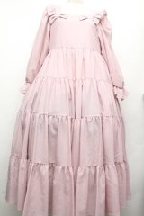 Maria pipi / リボン&ティアードドレス  ピンク S-26-04-02-036-EL-OP-HR-ZS