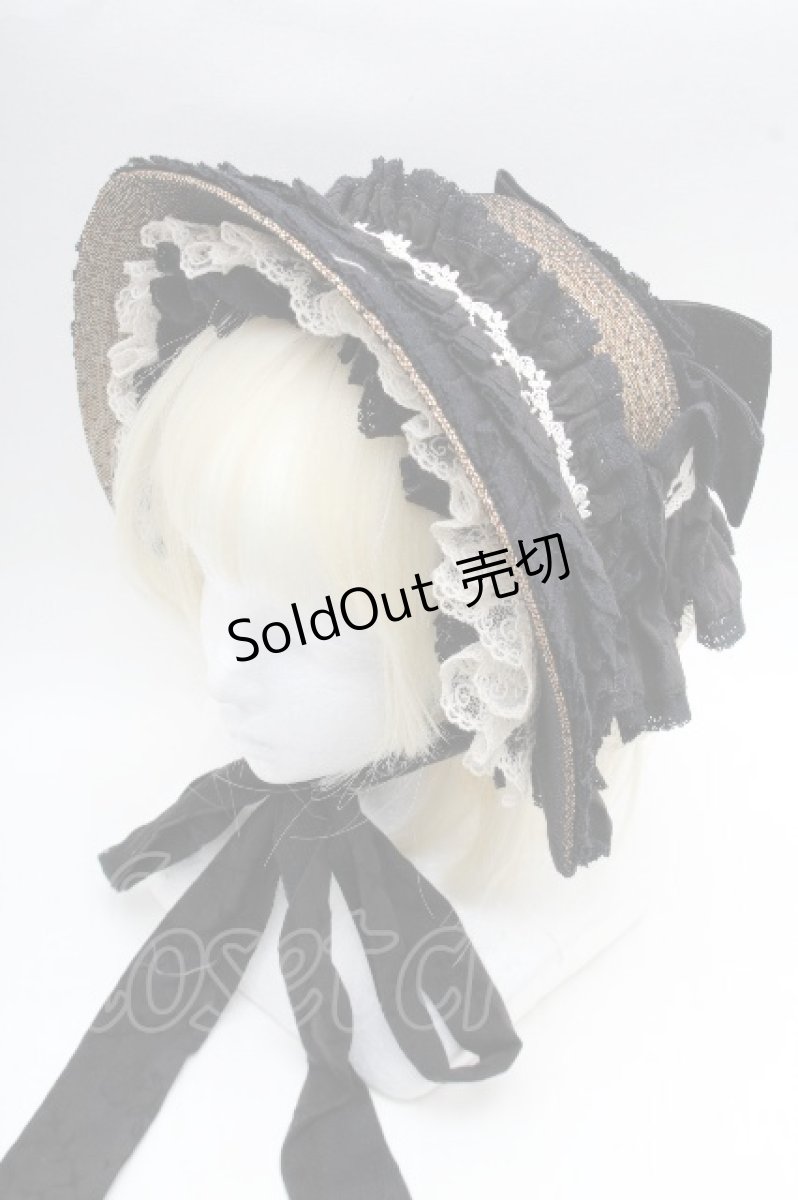 画像1: Hoshibako Works / 西洋人形魔法ボンネット  黒ｘベージュ S-26-04-02-008-LO-AC-AS-ZS (1)
