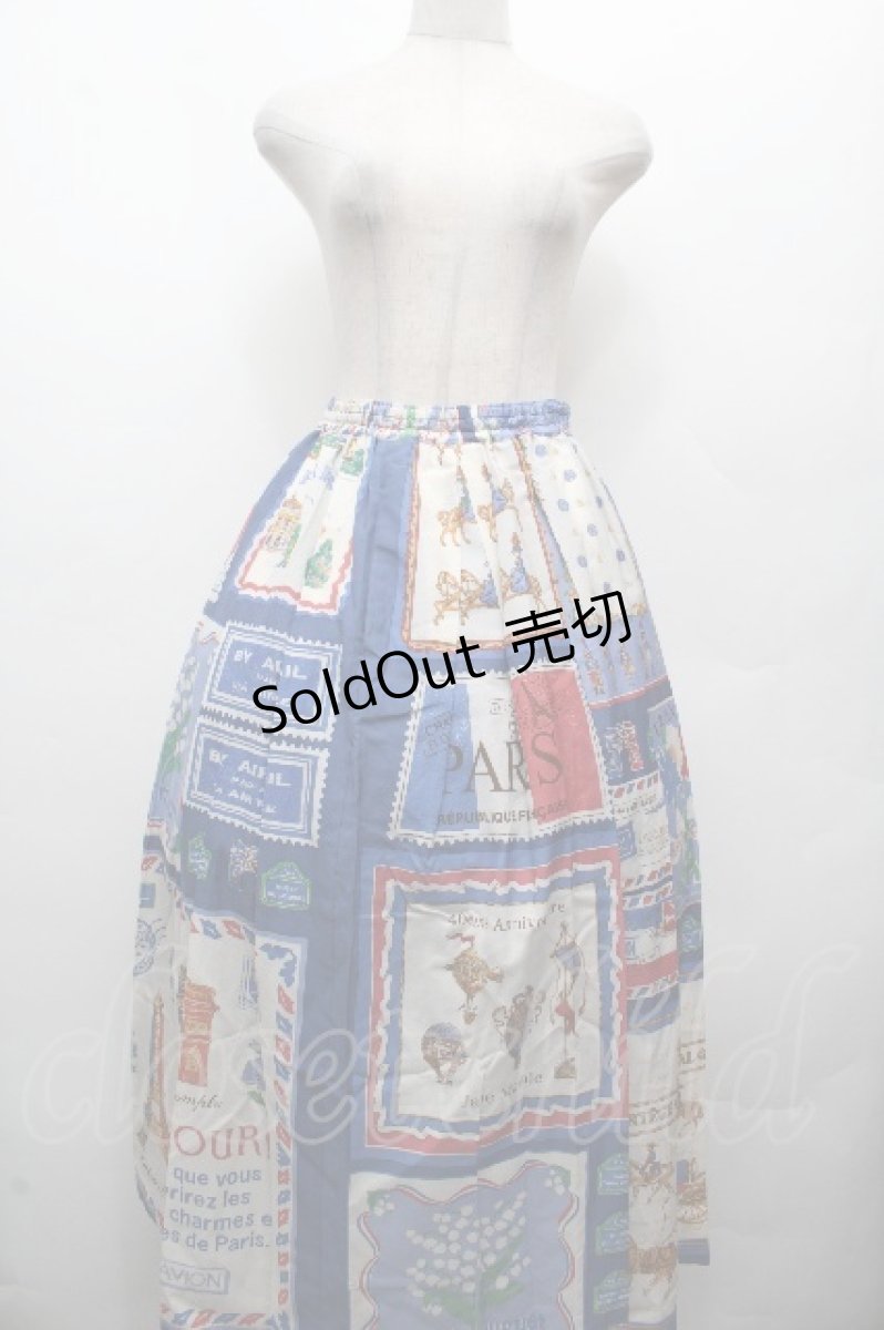 画像1: Jane Marple / Les merveilles de Parisミディスカート  フレンチブルー S-26-04-02-053-JM-SK-AS-ZS (1)