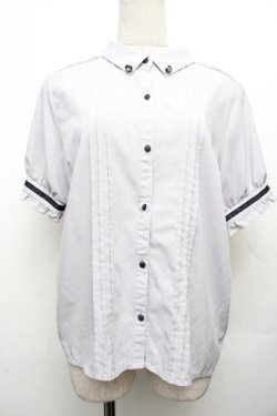 画像1: axes femme / 刺繍リボンセットブラウス  ブルーグレー S-26-04-02-018-AX-BL-AS-ZS