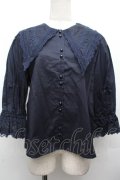 Perla nell' ostrica / コットンパフブラウス M 紺 S-26-04-02-025-EL-BL-HR-ZS