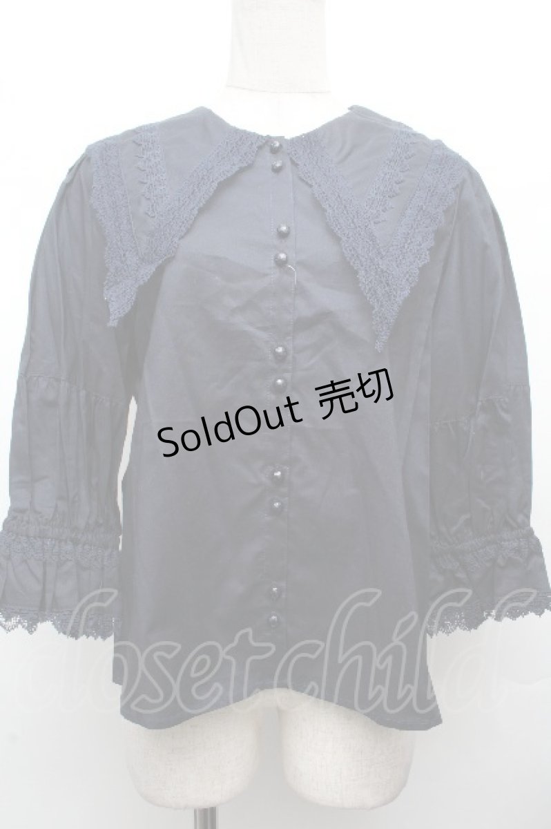 画像1: Perla nell' ostrica / コットンパフブラウス M 紺 S-26-04-02-025-EL-BL-HR-ZS (1)