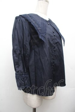 画像3: Perla nell' ostrica / コットンパフブラウス M 紺 S-26-04-02-025-EL-BL-HR-ZS