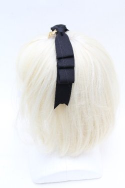 画像2: ALICE and the PIRATES / サテンリボンのまんなかリボンカチューシャ  黒 S-26-04-04-050-PA-AC-AS-ZS