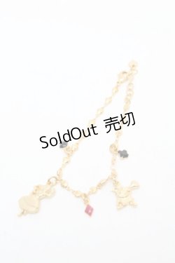 画像1: Q-pot. / アリス＆ラビットカードブレスレット  ゴールド S-26-04-04-007-QP-AC-AS-ZS