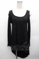 PUNK RAVE / クロスプリントカットソー  黒 S-26-04-04-059-PU-TO-HR-ZS