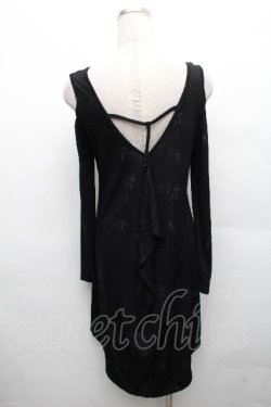 画像2: PUNK RAVE / クロスプリントカットソー  黒 S-26-04-04-059-PU-TO-HR-ZS