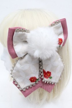 画像1: metamorphose / 風花のゆきうさぎリボンクリップ  ピンク S-26-04-04-010-ME-AC-HR-ZS