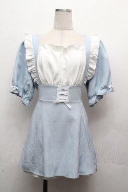 画像1: Dear My Love / 羽根チョーカーレースアップ半袖セットアップ【チョーカー欠品】  サックスｘ白 S-26-04-04-071-EL-OP-HR-ZS