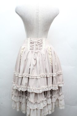 画像2: Hoshibako Works / オースティン ストライプ柄レースフリルスカート  ベージュ S-26-04-04-080-LO-SK-HR-ZS