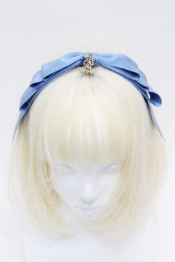 画像1: ALICE and the PIRATES / サテンリボンのまんなかリボンカチューシャ  サックス S-26-04-04-034-PA-AC-AS-ZS