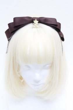 画像1: ALICE and the PIRATES / サテンリボンのまんなかリボンカチューシャ  ブラウン S-26-04-04-036-PA-AC-AS-ZS