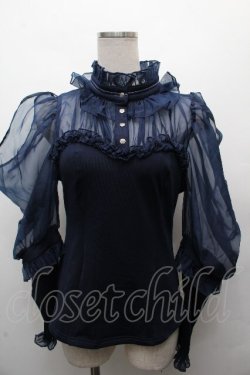 画像1: Hoshibako Works / ミッドナイトスター　オフショルダーブラウス  紺 S-26-04-05-034-LO-BL-HR-ZS
