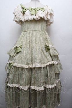 画像1: Hoshibako Works / 避暑地の午後 フリルシフォンワンピース  グリーン S-26-04-05-052-LO-OP-HR-ZS