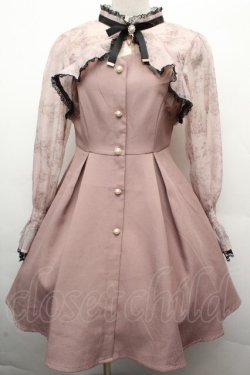 画像1: Rojita / シフォン切替ワンピース  ピンクベージュ S-26-04-05-053-LO-OP-AS-ZS