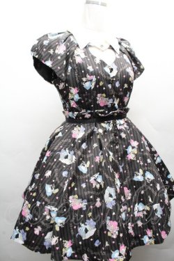 画像3: Honey Bunch / アリス総柄ワンピース  黒 S-26-04-05-058-LO-OP-AS-ZS