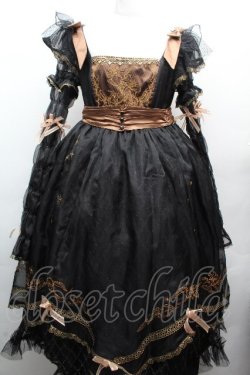 画像1: Hoshibako Works / 百合の乙女刺繍ワンピース  黒ｘブラウン S-26-04-05-059-LO-OP-HR-ZS