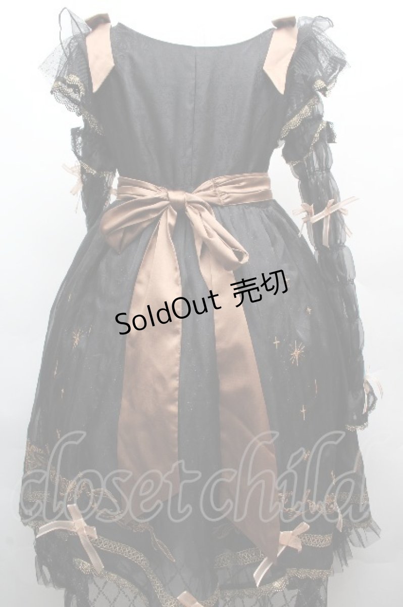 画像2: Hoshibako Works / 百合の乙女刺繍ワンピース  黒ｘブラウン S-26-04-05-059-LO-OP-HR-ZS (2)