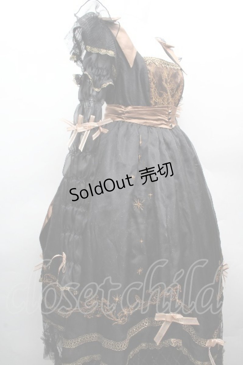 画像3: Hoshibako Works / 百合の乙女刺繍ワンピース  黒ｘブラウン S-26-04-05-059-LO-OP-HR-ZS (3)