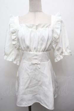 画像1: Dear My Love / 羽根チョーカーレースアップ半袖セットアップ【トップスのみ】  白 S-26-04-05-027-EL-OP-HR-ZS