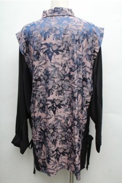 画像2: REZEN / 花柄ジャガード狩衣風切替シャツ M 藍色 S-26-04-06-043-LO-BL-AS-ZS