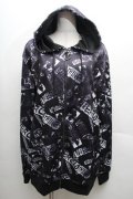 NieR Clothing / 転写パーカー  黒 S-26-04-06-049-PU-TO-AS-ZS