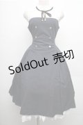 中国ロリータ / ヨーク切替ワンピース  紺ｘ白 S-26-04-06-055-LO-OP-AS-ZS