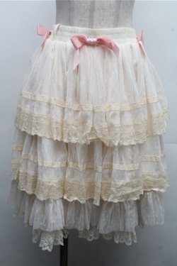 画像1: Hoshibako Works / リボンミルフィーユスカート(ショート)  キナリｘピンク S-26-04-06-060-LO-SK-HR-ZS