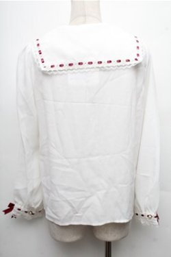 画像2: Amavel / はしごレースブラウス  白ｘワイン S-26-04-06-034-CA-BL-AS-ZS