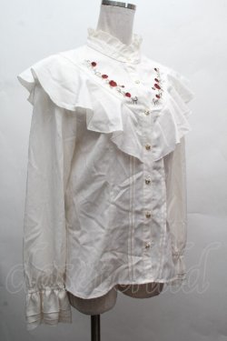 画像3: axes femme / ローズ刺繍フリルブラウス  オフ S-26-04-07-040-AX-BL-AS-ZS