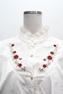 画像4: axes femme / ローズ刺繍フリルブラウス  オフ S-26-04-07-040-AX-BL-AS-ZS