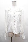 Amavel / 長袖フリルブラウス  白 S-26-04-07-043-CA-BL-AS-ZS