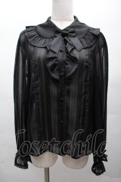 画像1: axes femme kawaii / ストライプシアーブラウス  黒 S-26-04-07-044-AX-BL-HR-ZS