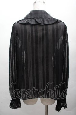 画像2: axes femme kawaii / ストライプシアーブラウス  黒 S-26-04-07-044-AX-BL-HR-ZS